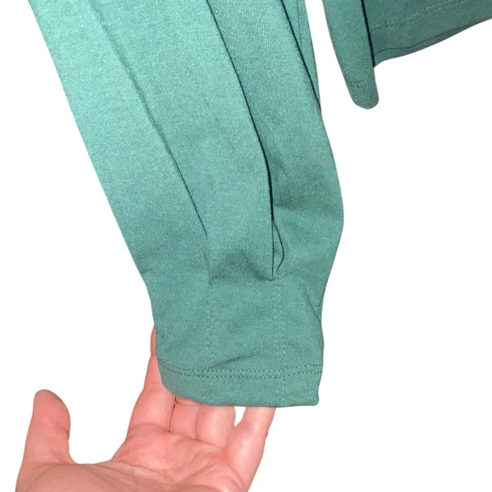 Prologue Forest Green Jersey knit Long Sleeve Crewneck blouse basic minimalist - Picture 4 of 13